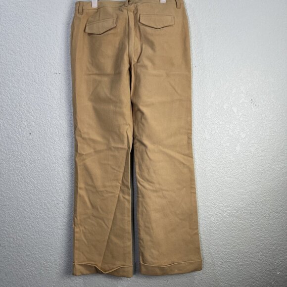 Express Stretch Y2K Dress Pants Womens Size 7/8 Tan Fleece Wide Leg Work Career - Picture 2 of 7